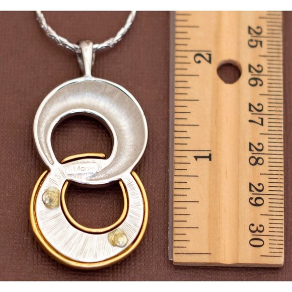 Vintage Twin Moons Silver & Gold Tone Necklace 20 inch by Monet - U13 - Picture 3 of 3